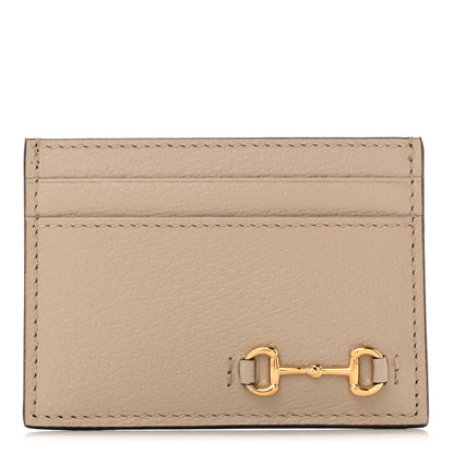 Gucci Textured Dollar Calfskin Horsebit 1955 Card Holder Beige 1 of 8