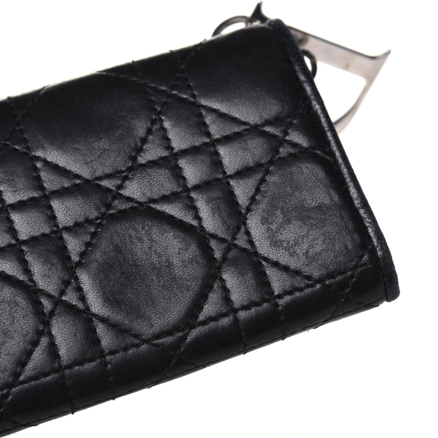 Lambskin Cannage Lady Dior Card Holder Black