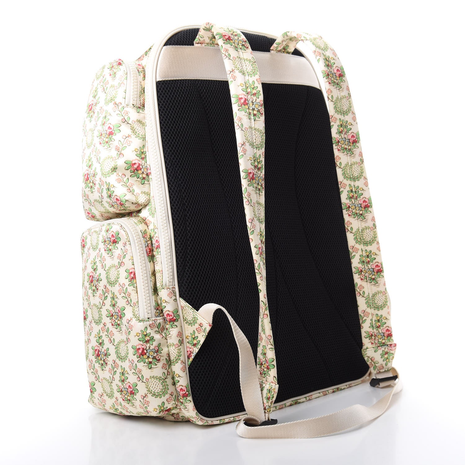Gucci X MLB Satin Floral Print NY Yankees Patch Backpack Ivory Green 2 of 10