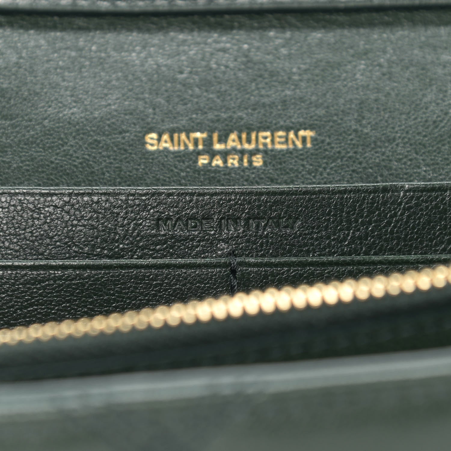 Saint Laurent Lambskin Diamond Quilted Becky Chain Wallet Green 9 of 11