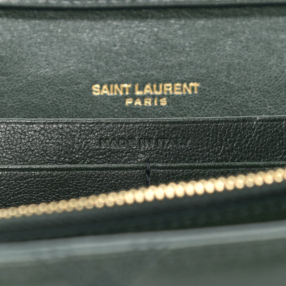 Saint Laurent Lambskin Diamond Quilted Becky Chain Wallet Green 9 of 11