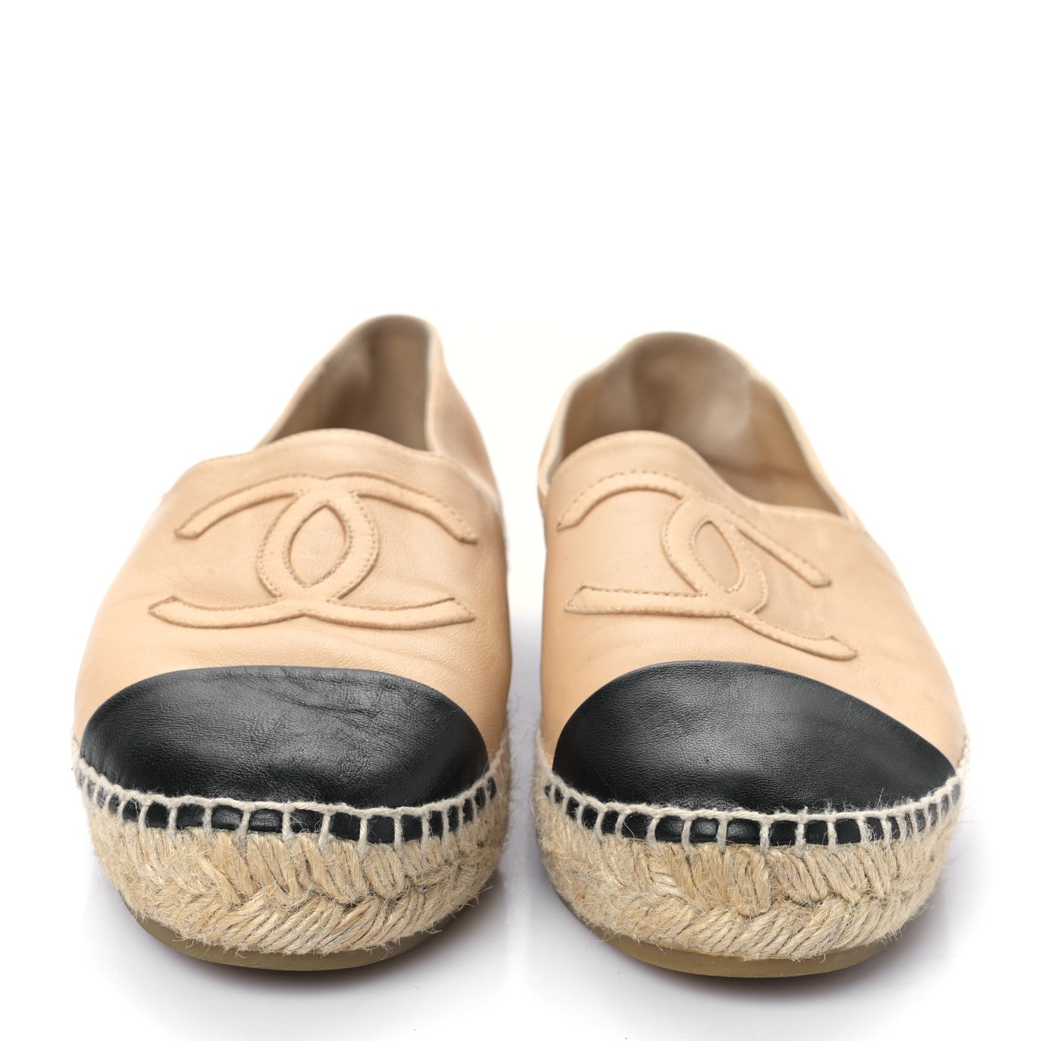 Chanel Lambskin CC Espadrilles 39 Beige Black 2 of 8