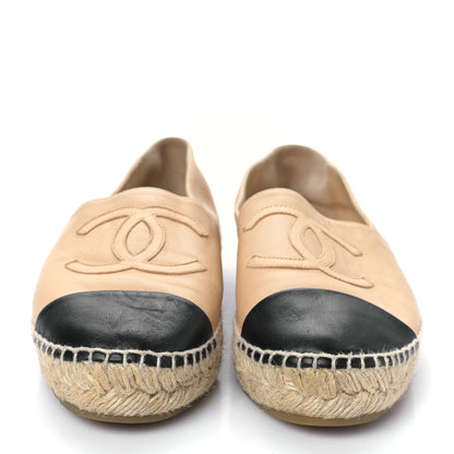 Chanel Lambskin CC Espadrilles 39 Beige Black 2 of 8