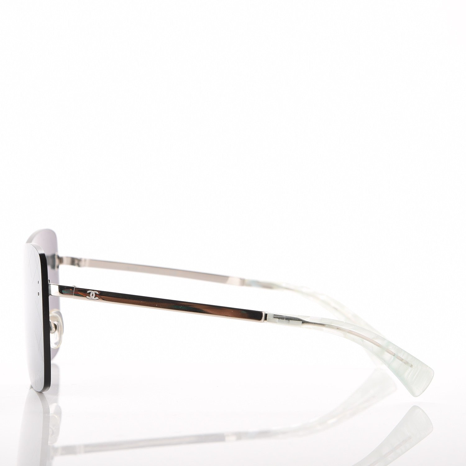 Chanel Shield Runway Sunglasses 4215 Silver Blue Mirror 3 of 7