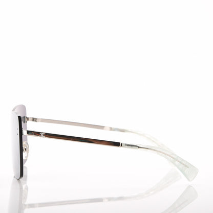 Chanel Shield Runway Sunglasses 4215 Silver Blue Mirror 3 of 7