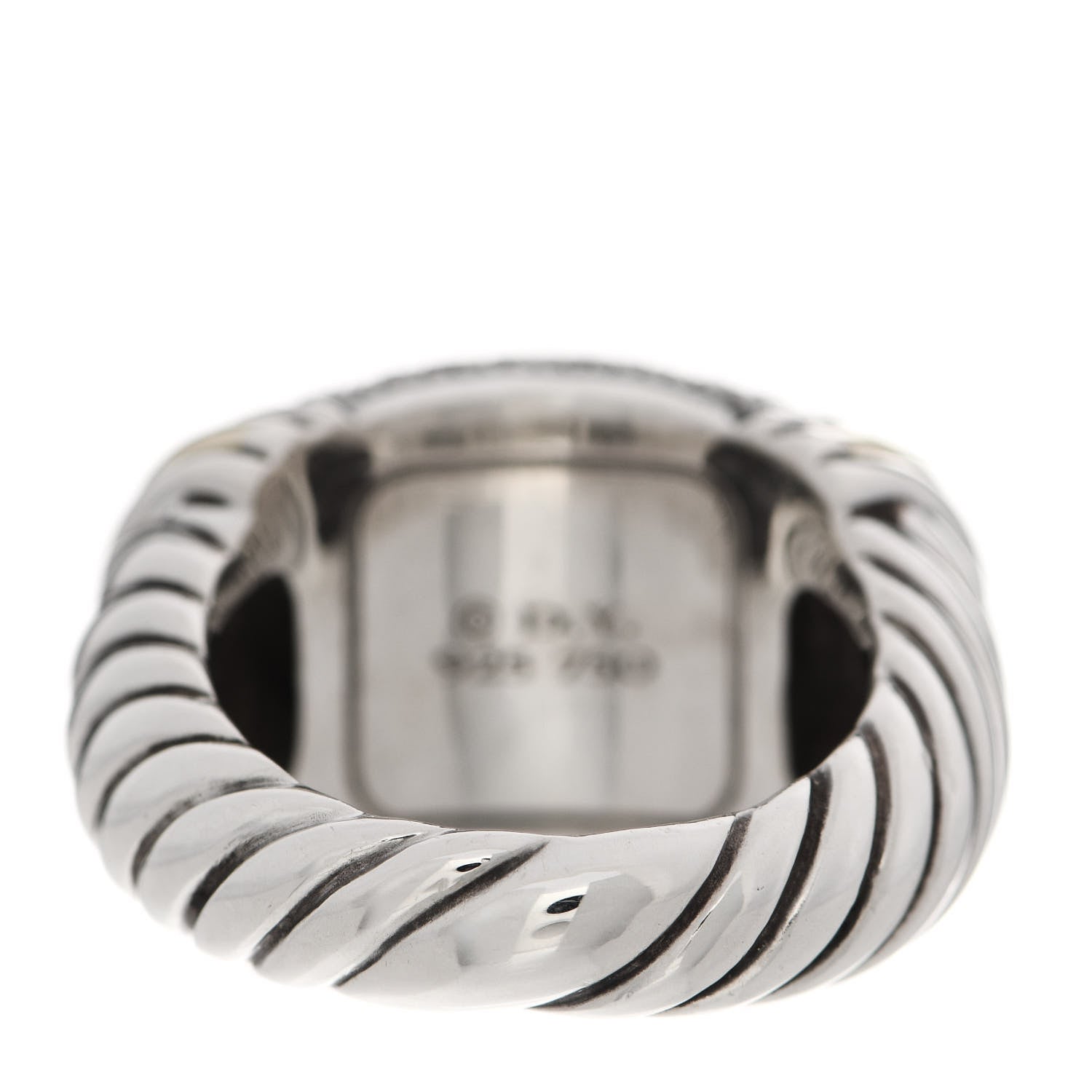 David Yurman Sterling Silver 18K Yellow Gold Diamond Metro Cable Ring 52 6 4 of 5