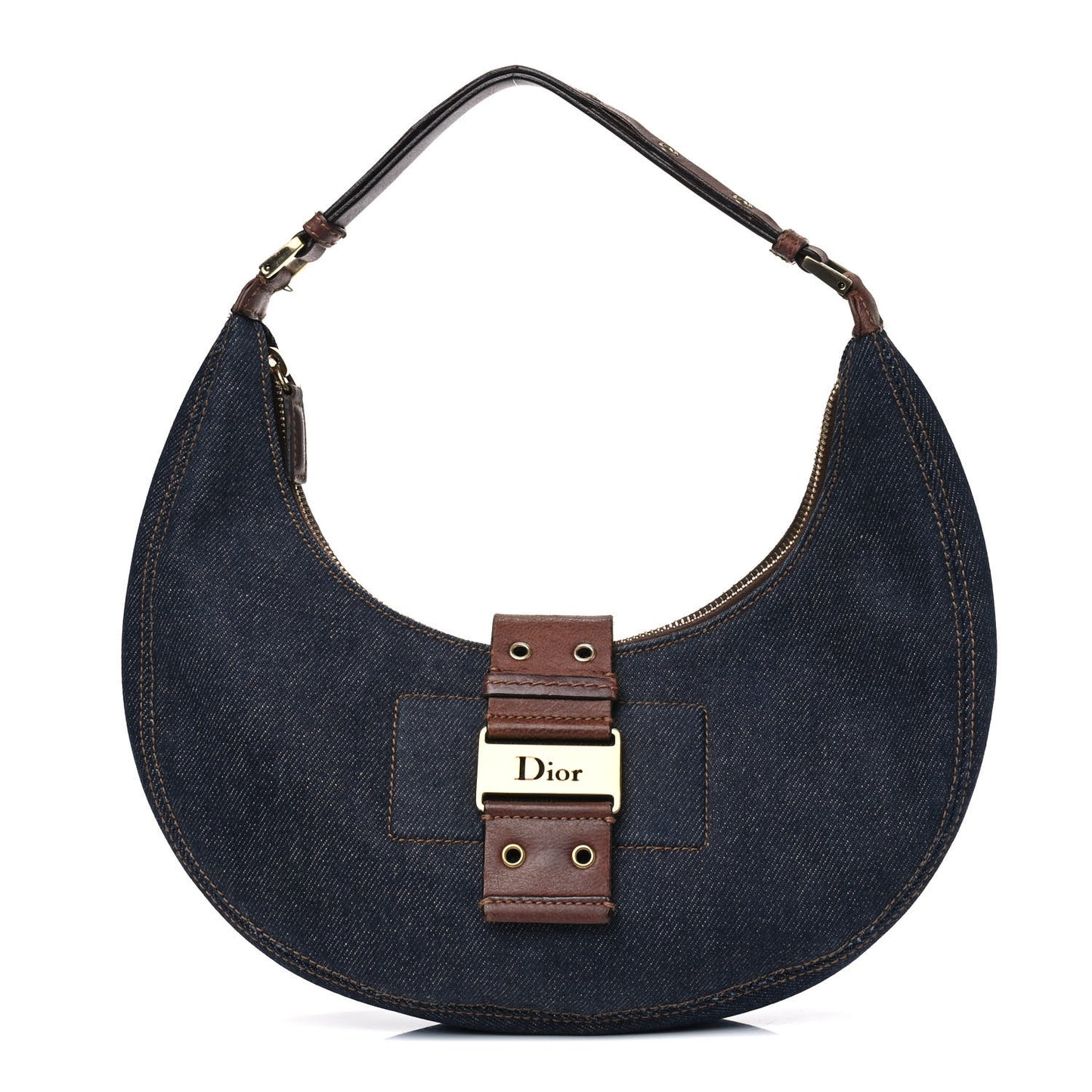 Denim Calfskin Street Chic Hobo Blue Brown