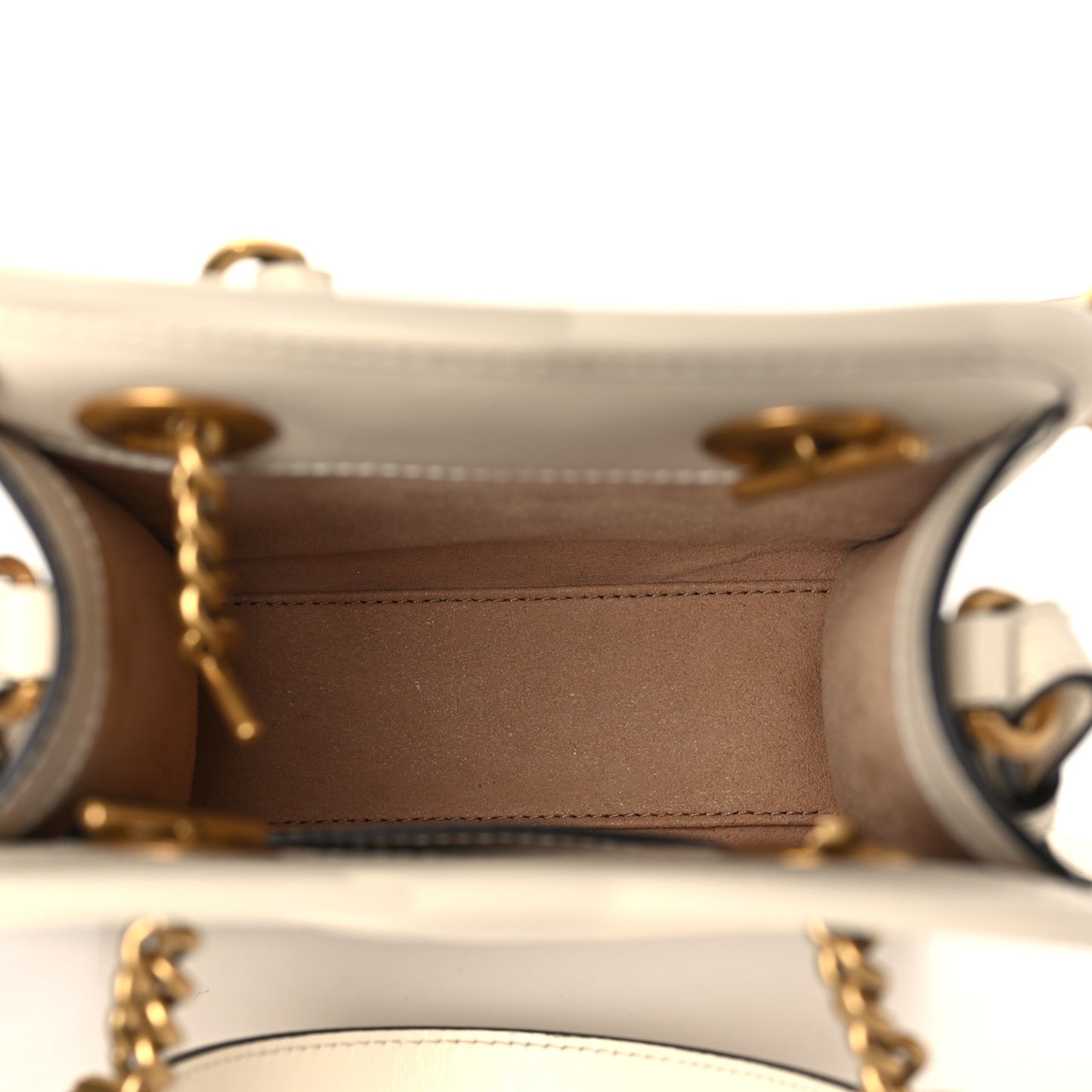 Calfskin Matelasse Chevron Mini GG Marmont Tote Mystic White