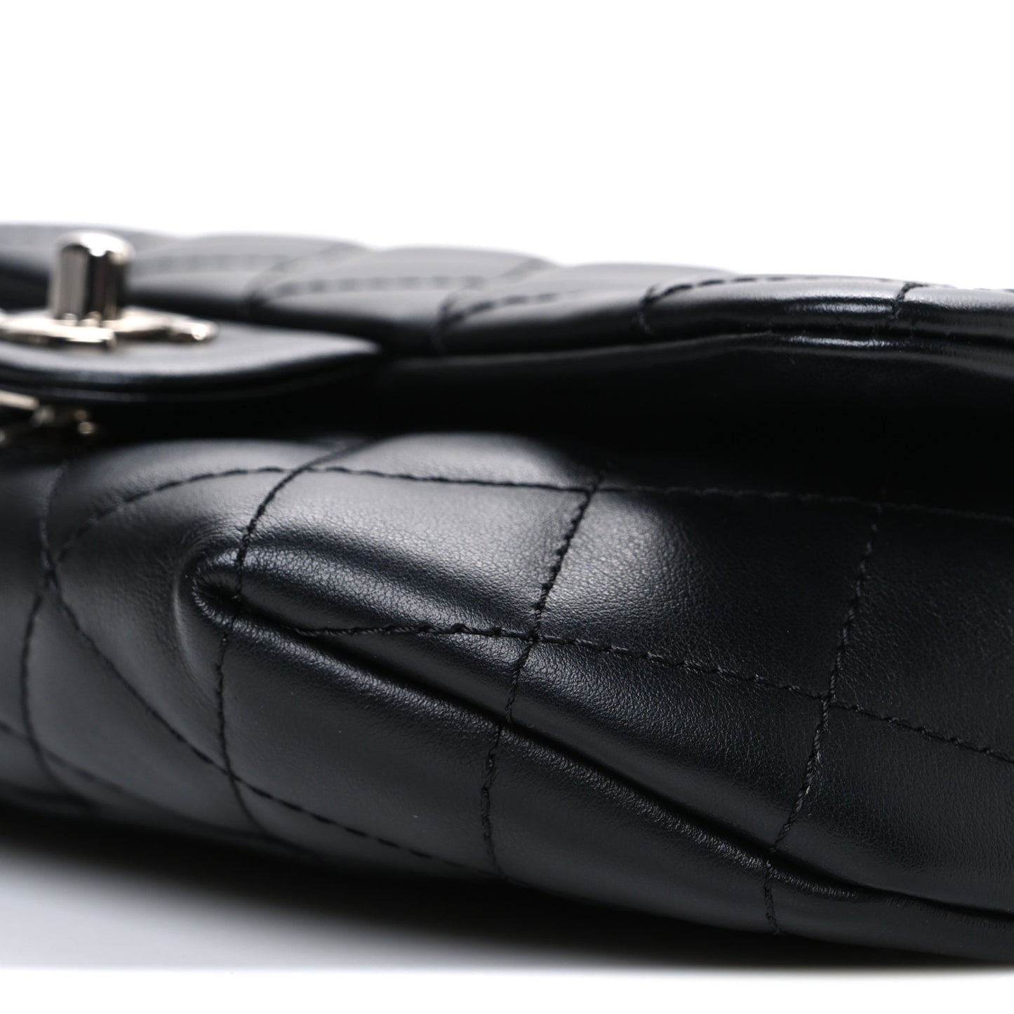 Calfskin Quilted CC Uniform Flap Belt Bag Black