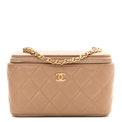 Chanel Lambskin Quilted Pearl Crush Small Vanity Case With Chain Beige 1 of 11