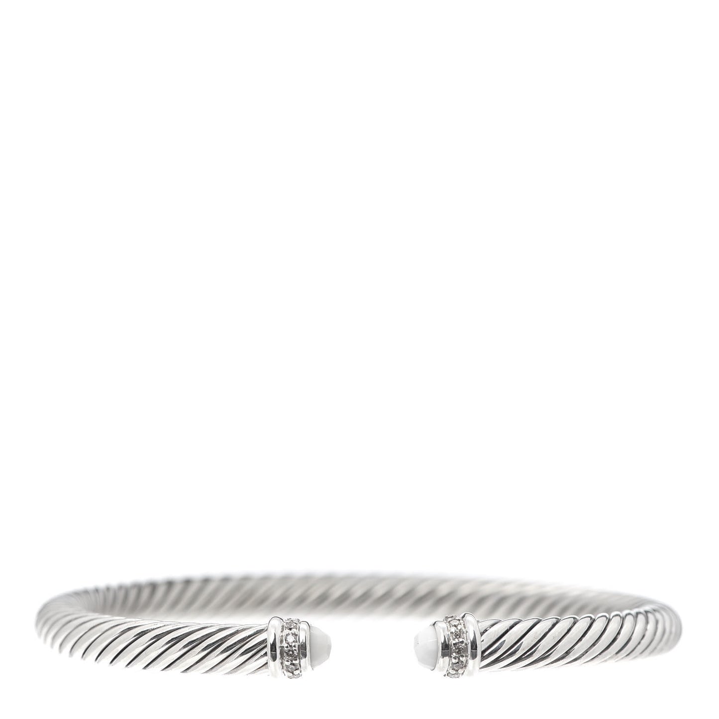 Sterling Silver Diamond White Agate 5mm Cable Classics Bracelet