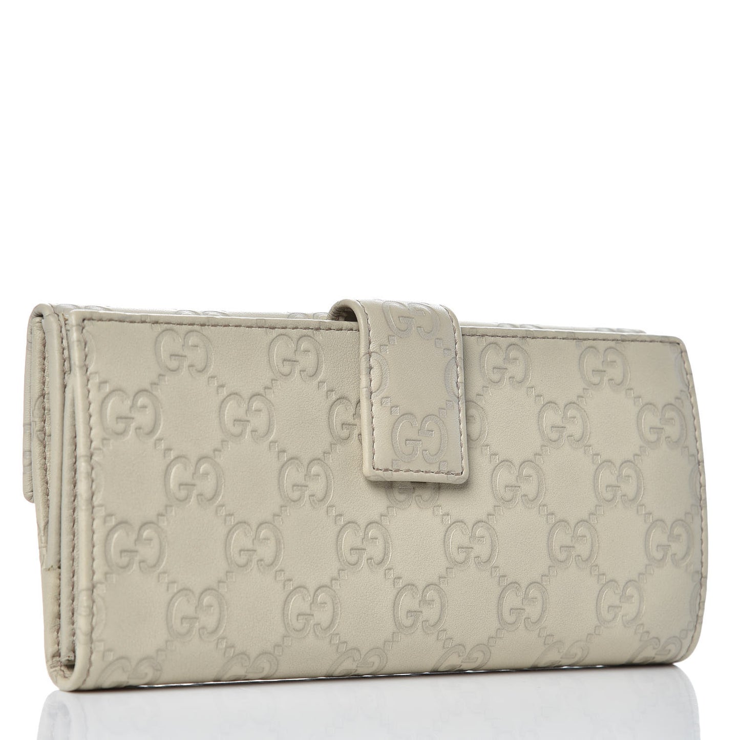 Guccissima Margaux Calfskin Metal Bar Continental Flap Wallet Mystic White