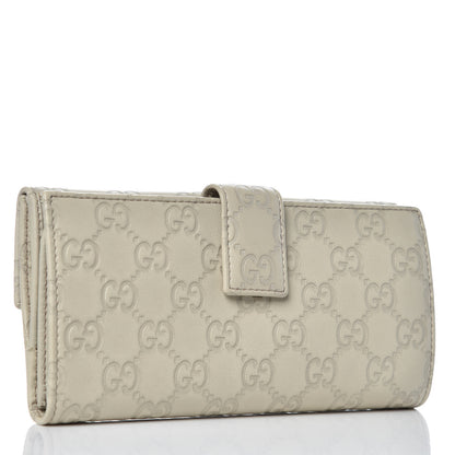 Gucci Guccissima Margaux Calfskin Metal Bar Continental Flap Wallet Mystic White 3 of 10
