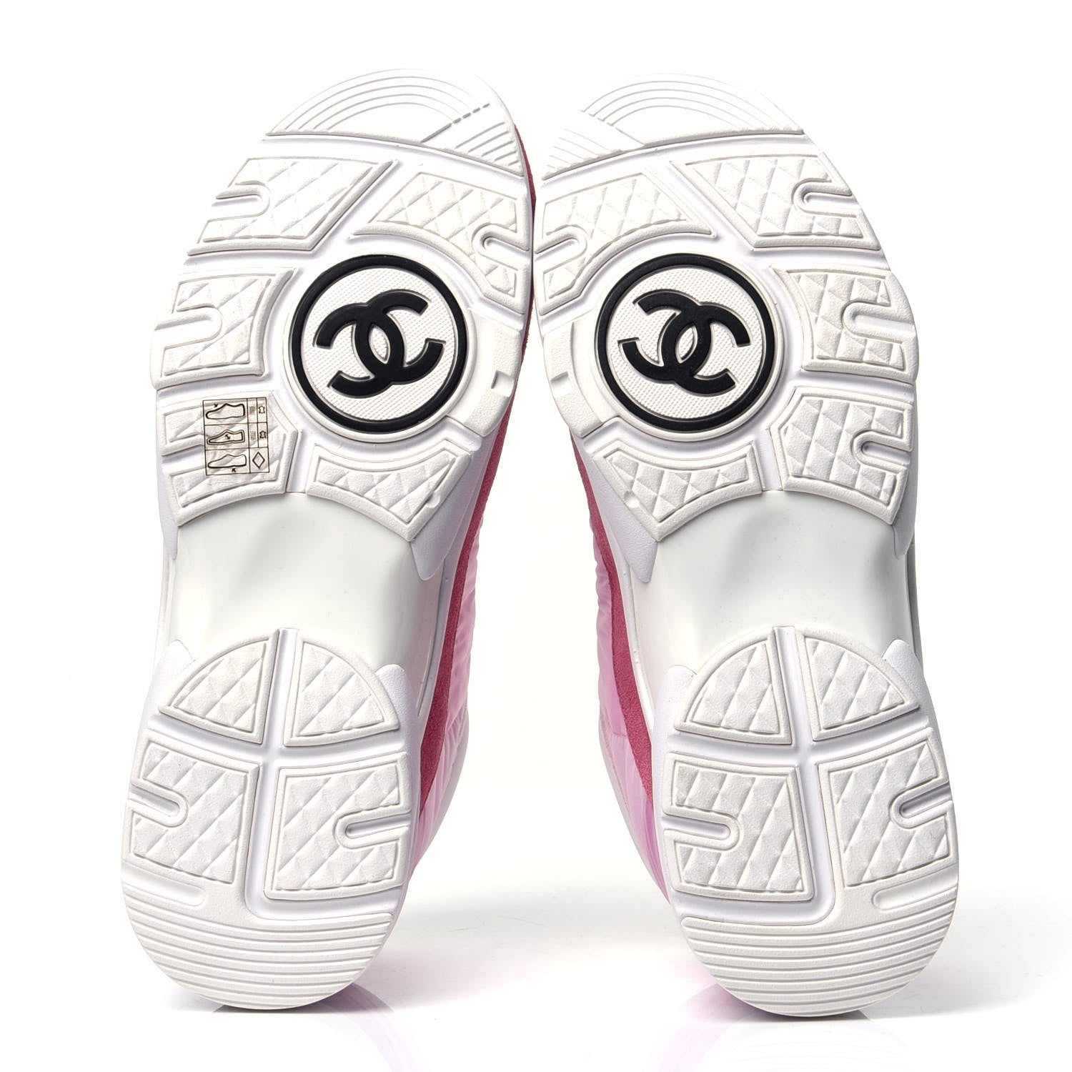 Chanel Nylon Calfskin Suede Womens CC Sneakers 38.5 Pink 5 of 6