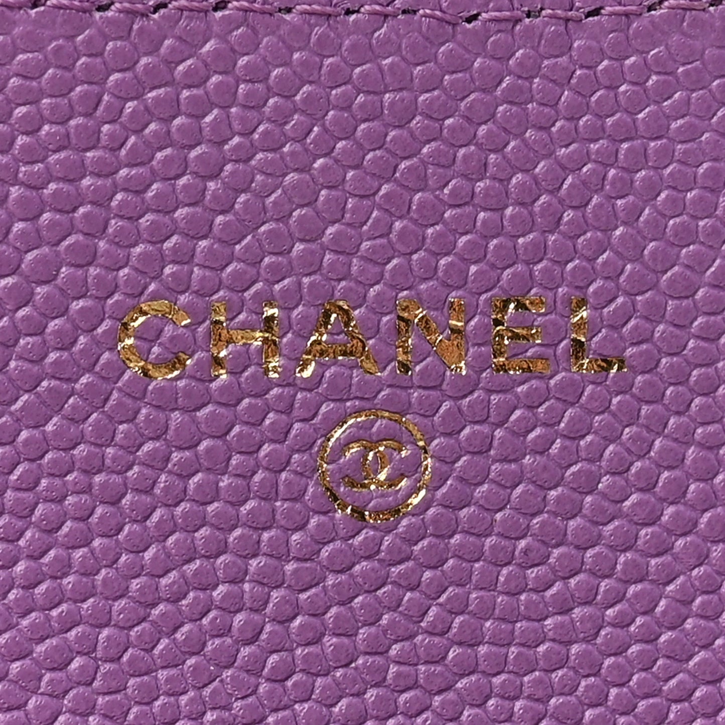 Caviar Quilted Flap Card Holder Wallet Purple