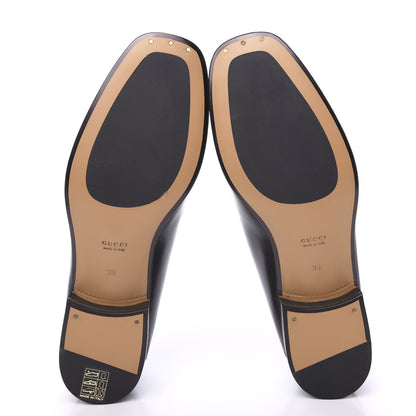Gucci Goatskin Womens Horsebit Mid-Heel Loafers 39 Black 5 of 8
