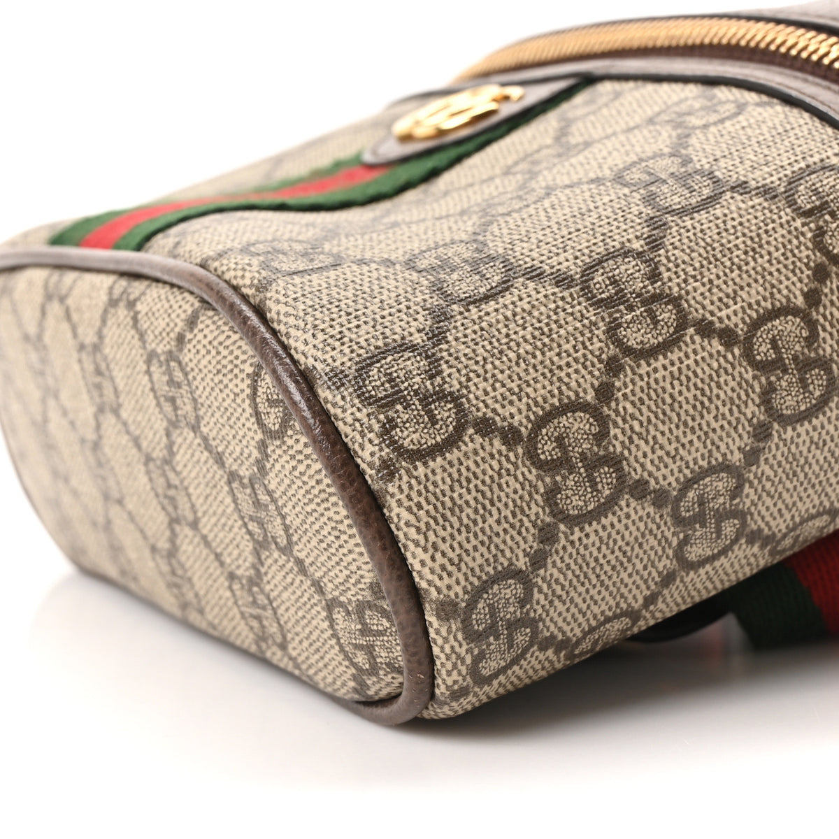 GG Supreme Monogram Textured Dollar Calfskin Web Ophidia Belt Bag 110 44 Beige Ebony New Acero
