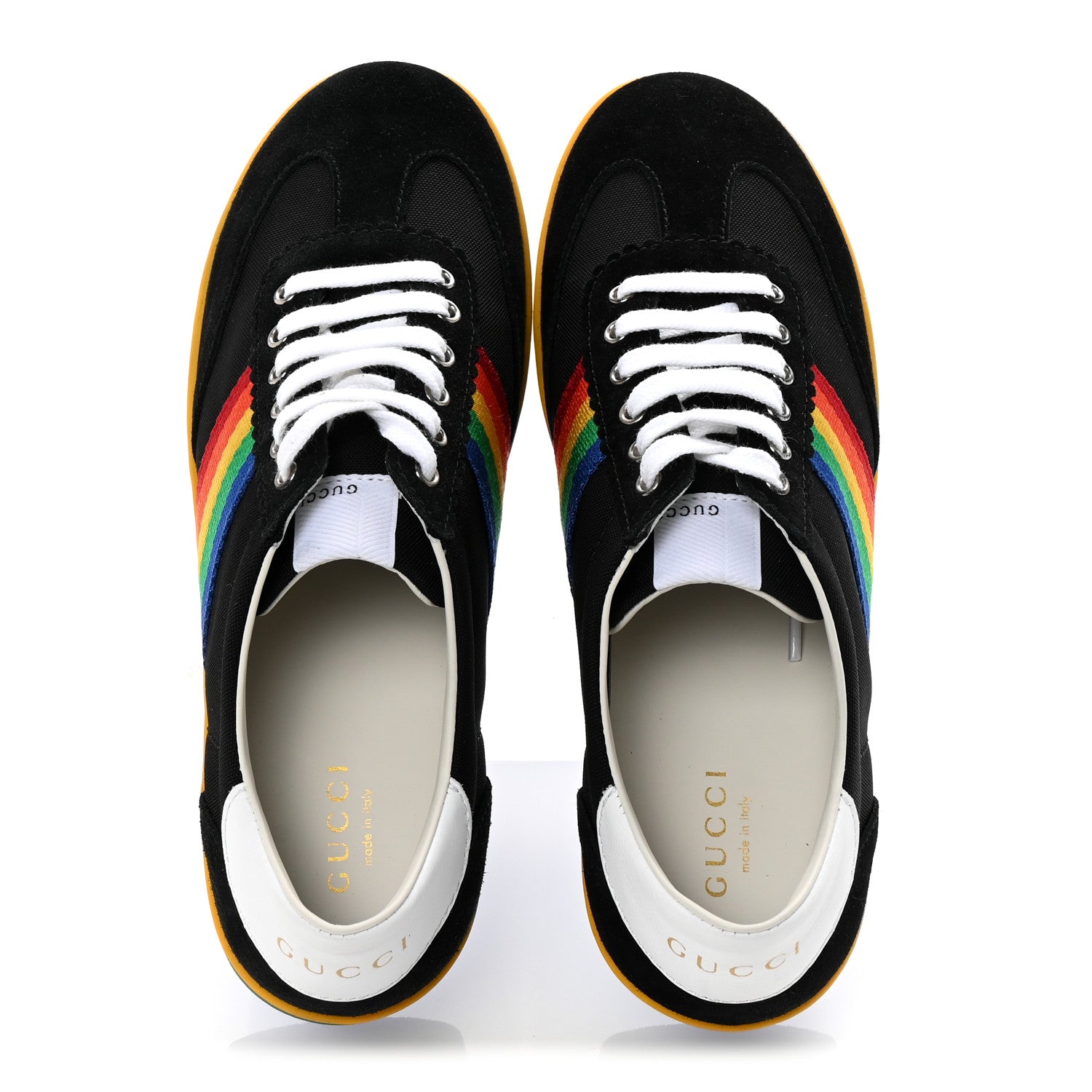 Gucci Suede Rainbow Womens G74 Sneakers 35 Black 2 of 10