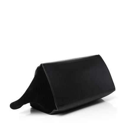 Celine Calfskin Crocodile Embossed Suede Large Trapeze Black 4 of 13