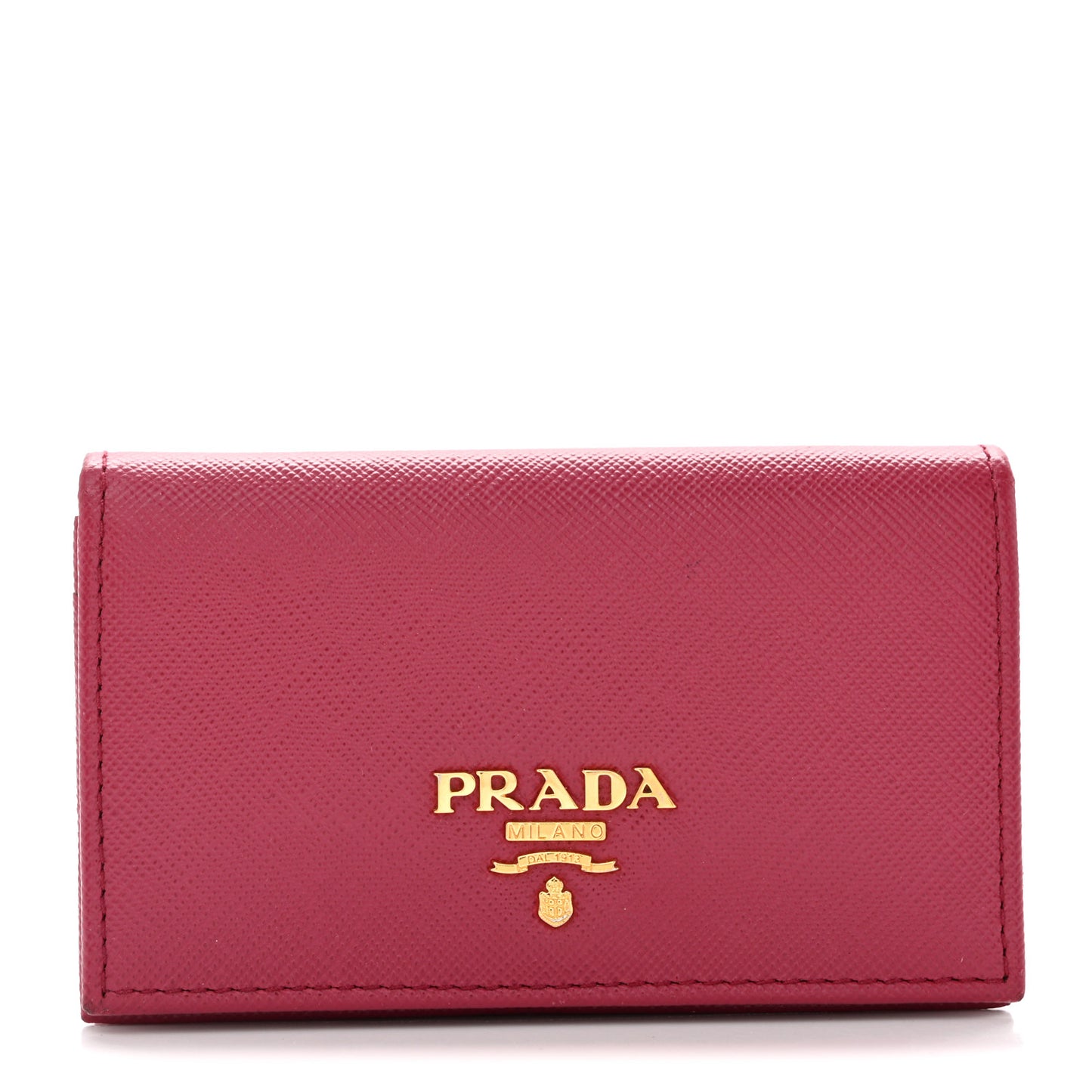 Saffiano Metal Bi-Fold Card Holder Wallet Peonia
