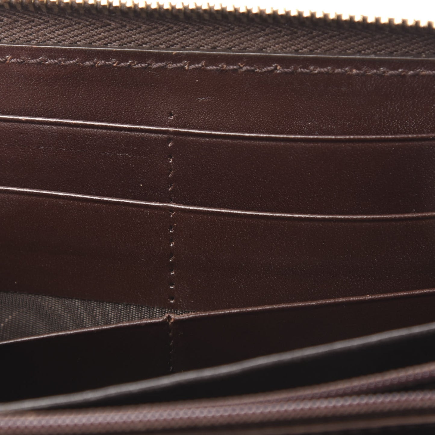 Guccissima Margaux Calfskin Metal Bar Zip Around Wallet Chocolate