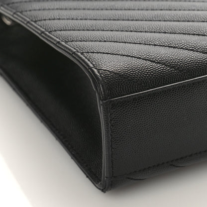 Saint Laurent Grain De Poudre Matelasse Chevron Large Triquilt Monogram Satchel Black 7 of 8