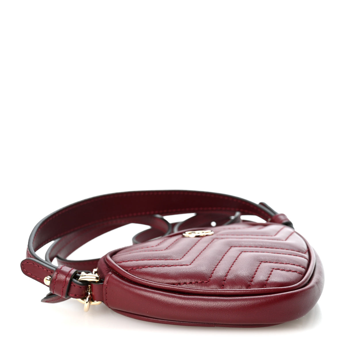 Gucci Calfskin Matelasse Diagonal Mini Interlocking G Heart Shoulder Bag Rosso Ancora 4 of 10