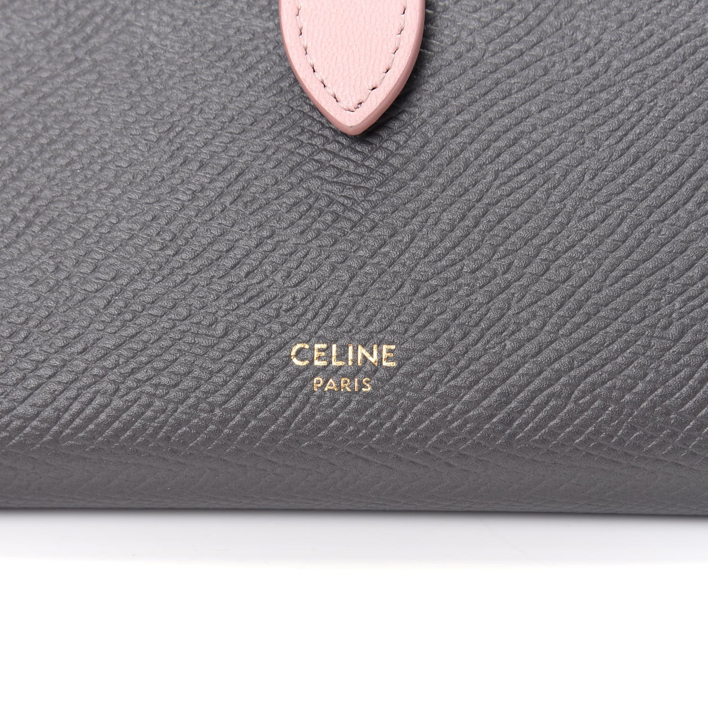 Grained Calfskin Medium Multifunction Strap Wallet Grey Vintage Pink