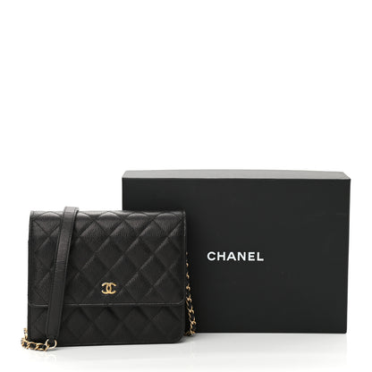 Chanel Letter Calfskin Embossed Quilted Square Wallet On Chain WOC Black 24 of 27