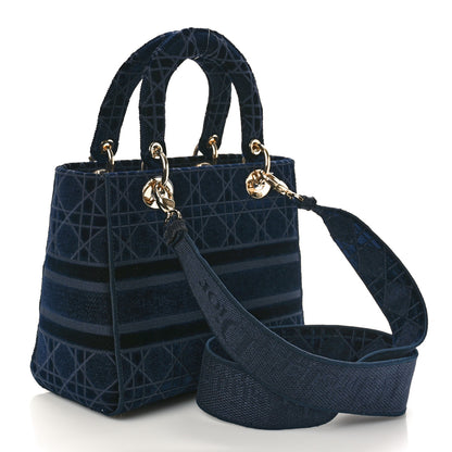 Christian Dior Velvet Cannage Medium Lady D-Lite Blue 3 of 8