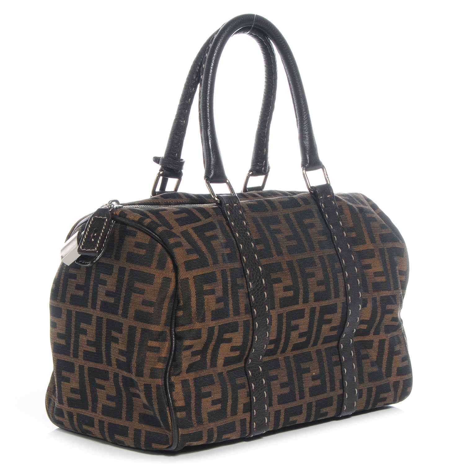 Fendi Zucca Medium Boston Satchel Tobacco 3 of 9