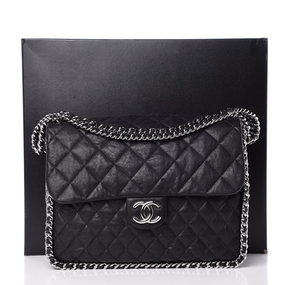 Chanel Washed Lambskin Quilted Maxi Chain Around Flap Black 8 of 8