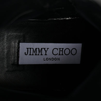 Jimmy Choo Grained Calfskin Nari Diamond Chain Flat Boots 39 Black Anthracite 6 of 8