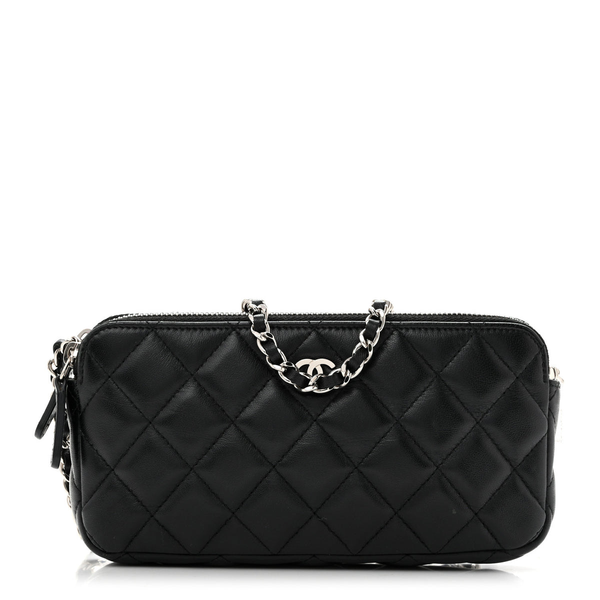 Chanel Lambskin Quilted Small Clutch With Chain Black 1 of 14
