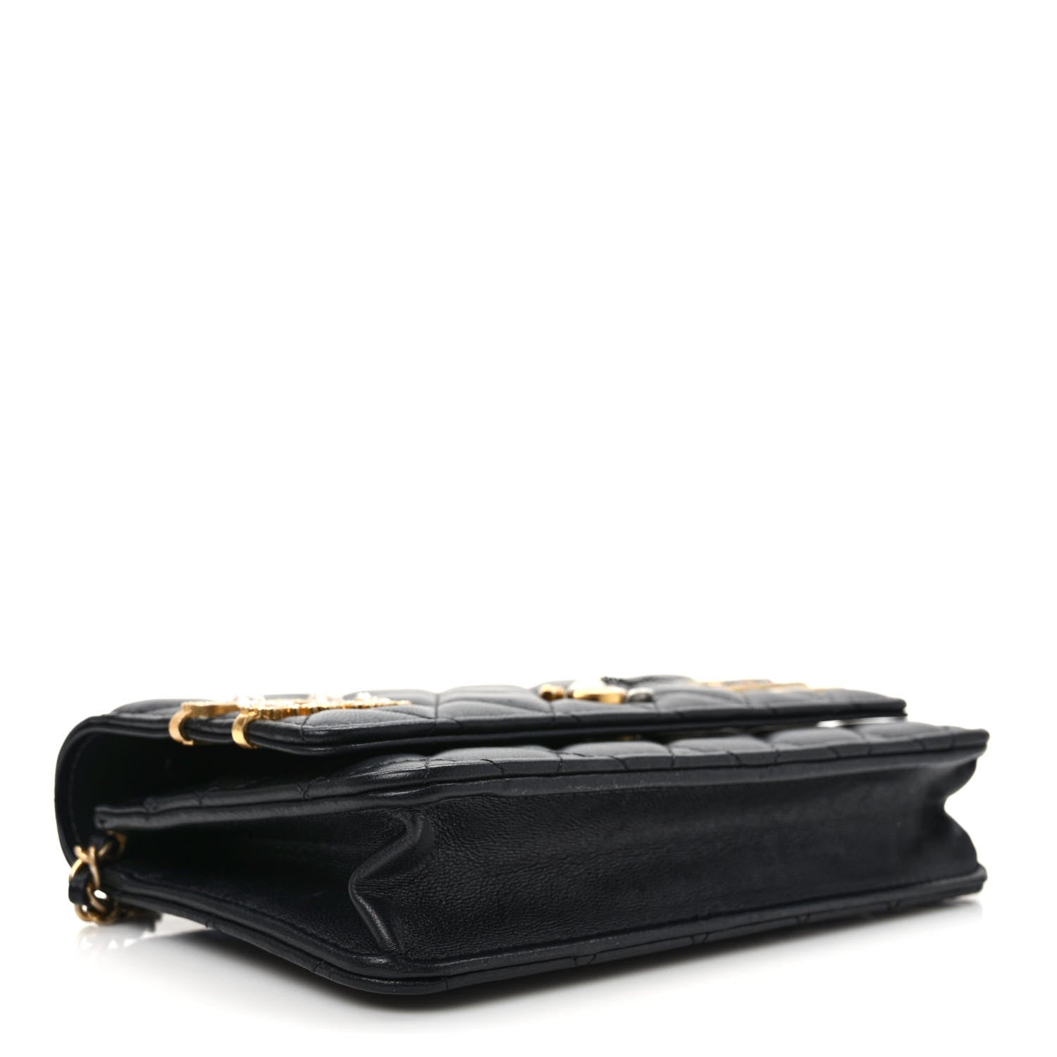 Chanel Lambskin Quilted Coco Clips Wallet On Chain WOC Black 4 of 13