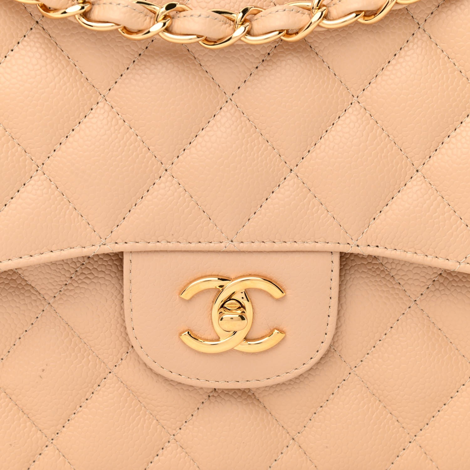 Chanel Caviar Quilted Jumbo Double Flap Beige 8 of 11