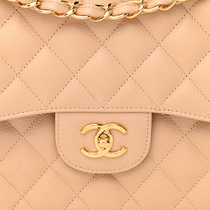 Chanel Caviar Quilted Jumbo Double Flap Beige 8 of 11