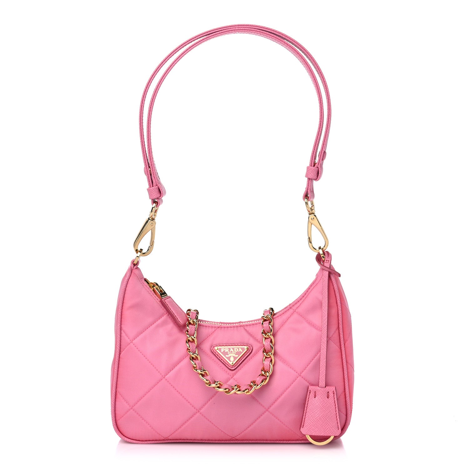 Prada Re-Nylon Saffiano Stitched Mini Re-Edition 1995 Chaine Shoulder Bag Begonia 1 of 11