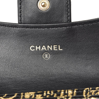 Chanel Calfskin Crocodile Embossed Graffiti Reissue Card Holder Wallet Black Gold 6 of 11