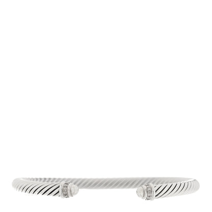 David Yurman Sterling Silver Diamond 5mm Cable Classics Dome Bracelet 1 of 3