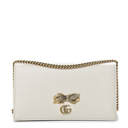 Gucci Calfskin GG Marmont Bow Chain Wallet White 1 of 8