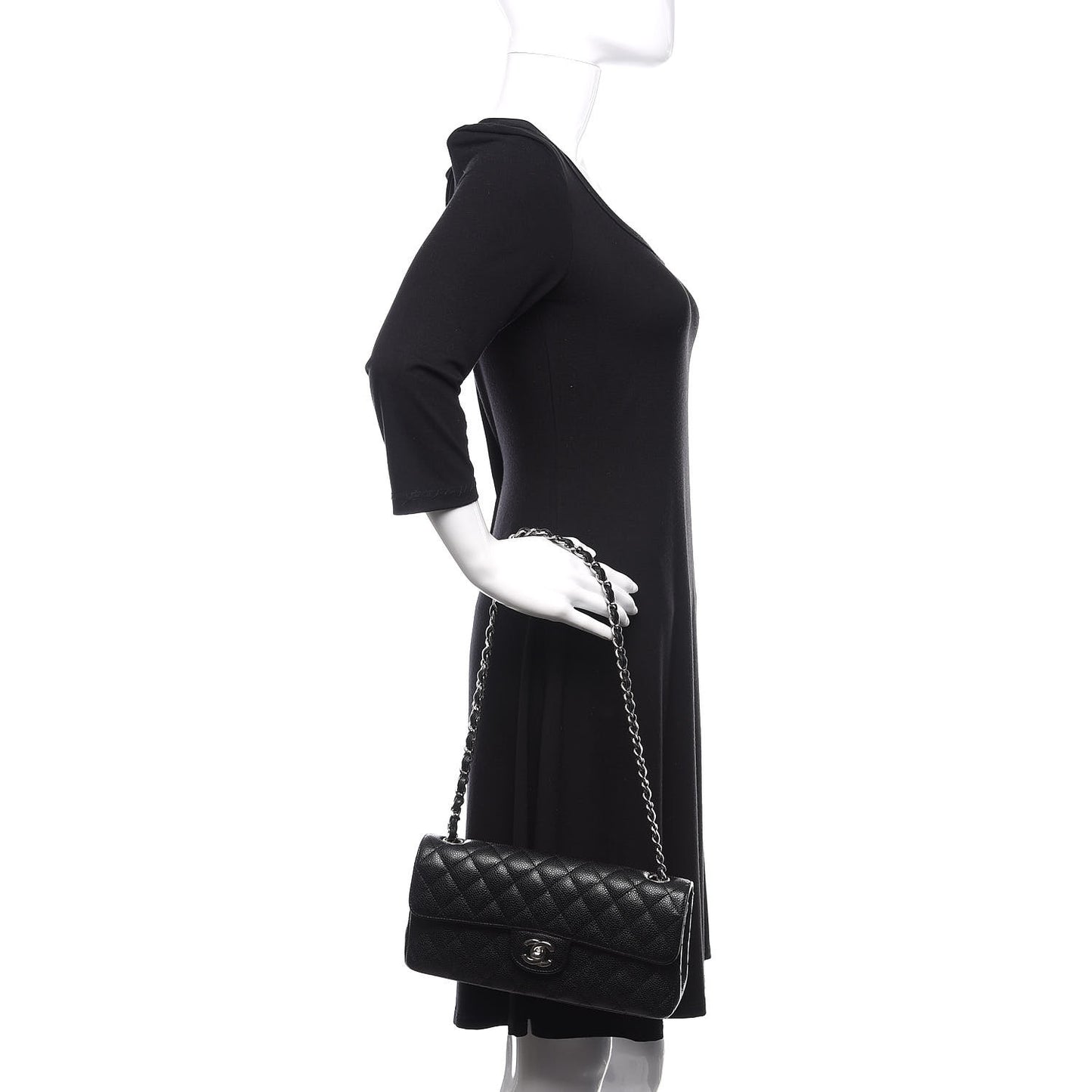 Caviar Quilted East West Flap Black