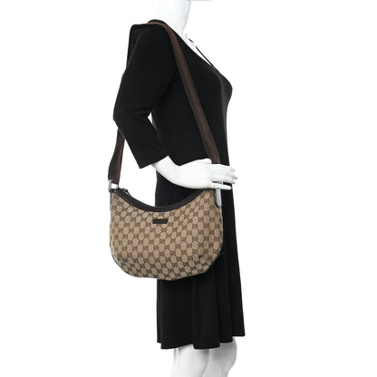 Gucci Monogram Medium Half Moon Hobo Dark Brown 2 of 13