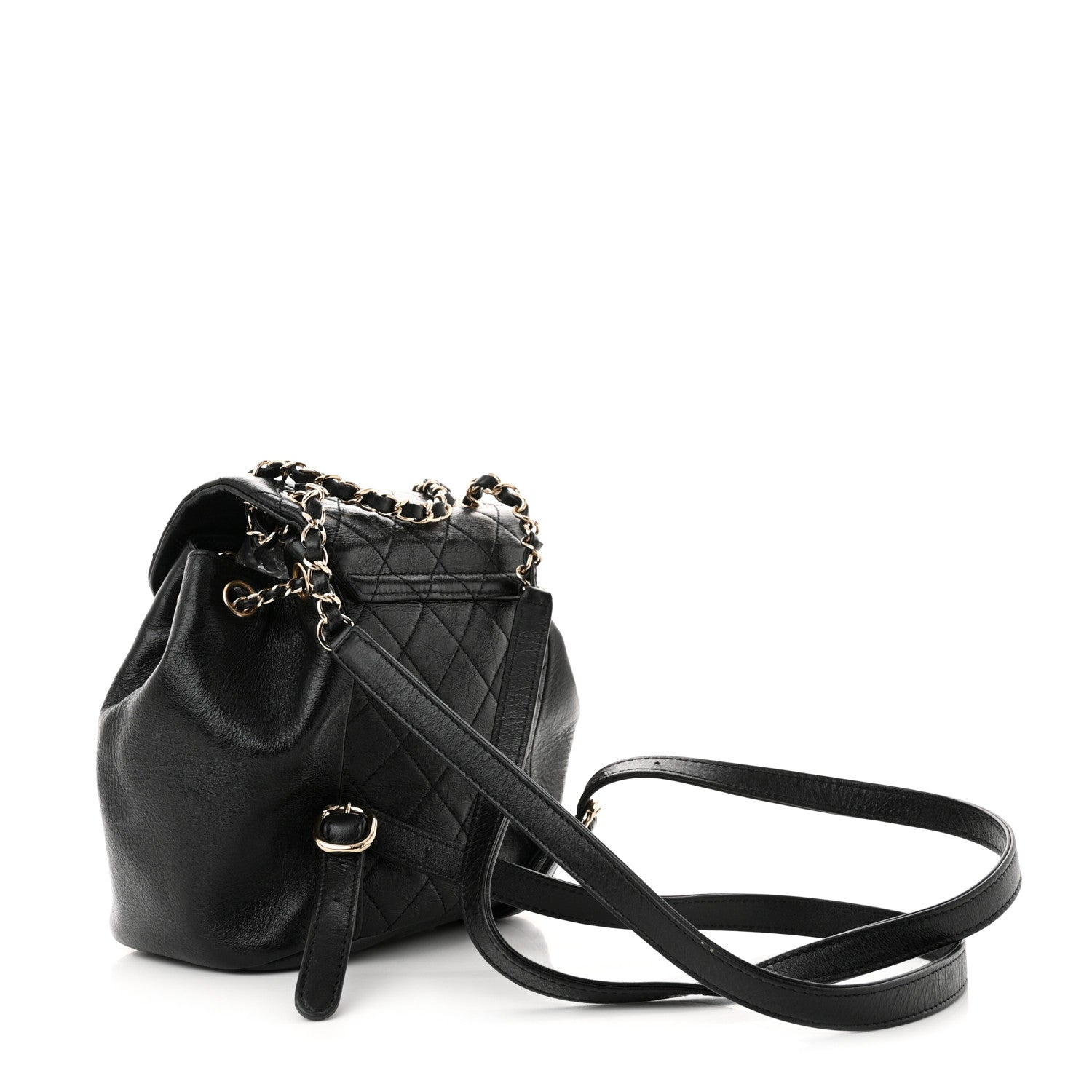 Chanel Glazed Aged Calfskin Quilted Small Duma Drawstring Backpack Black 2 of 9