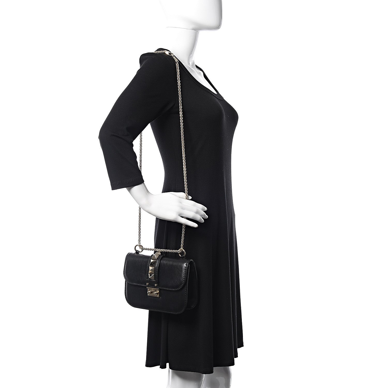 Valentino Garavani Vitello Small Glam Lock Rockstud Flap Black 3 of 12