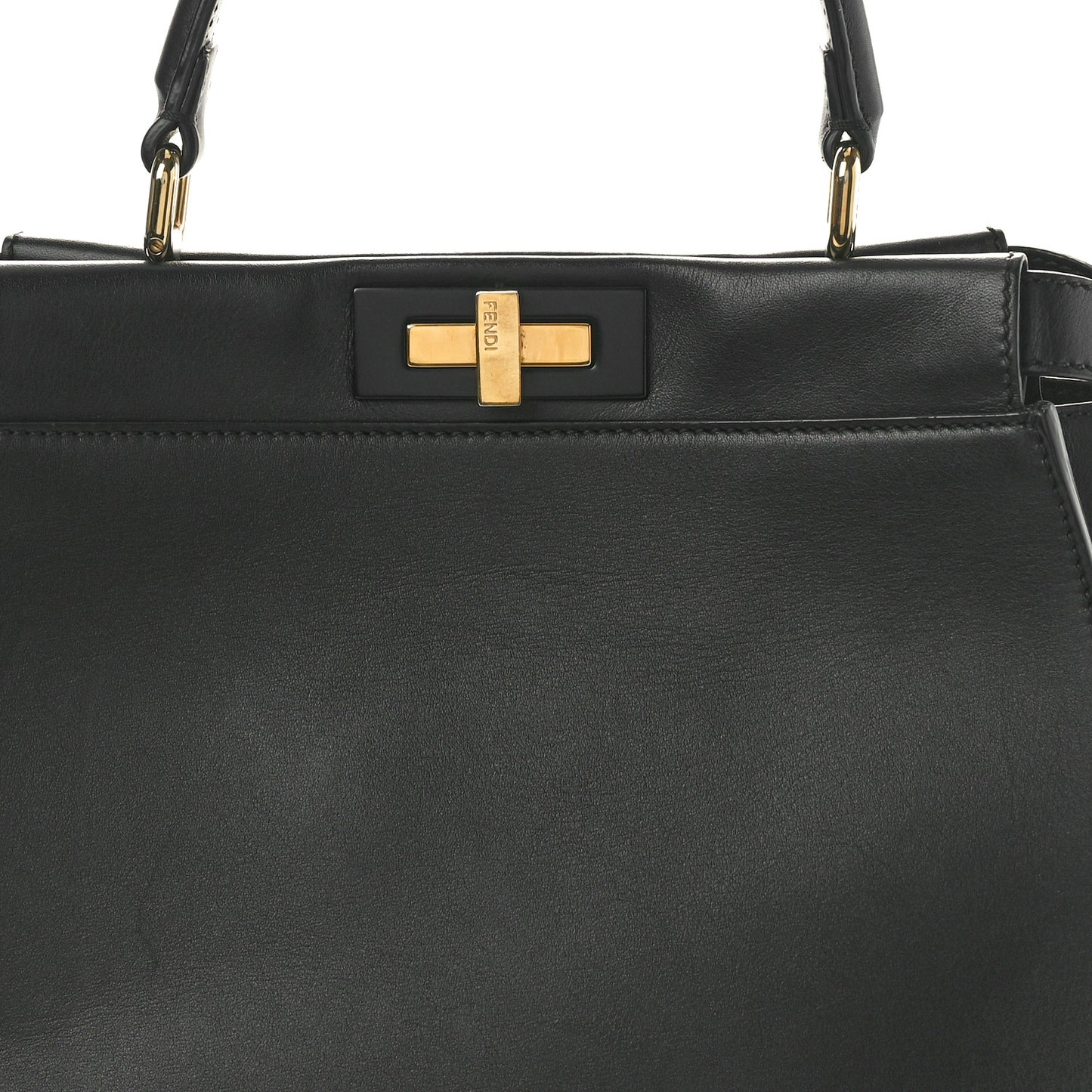 Vitello Seta Shiny Nappa Medium Peekaboo Iconic Satchel Black