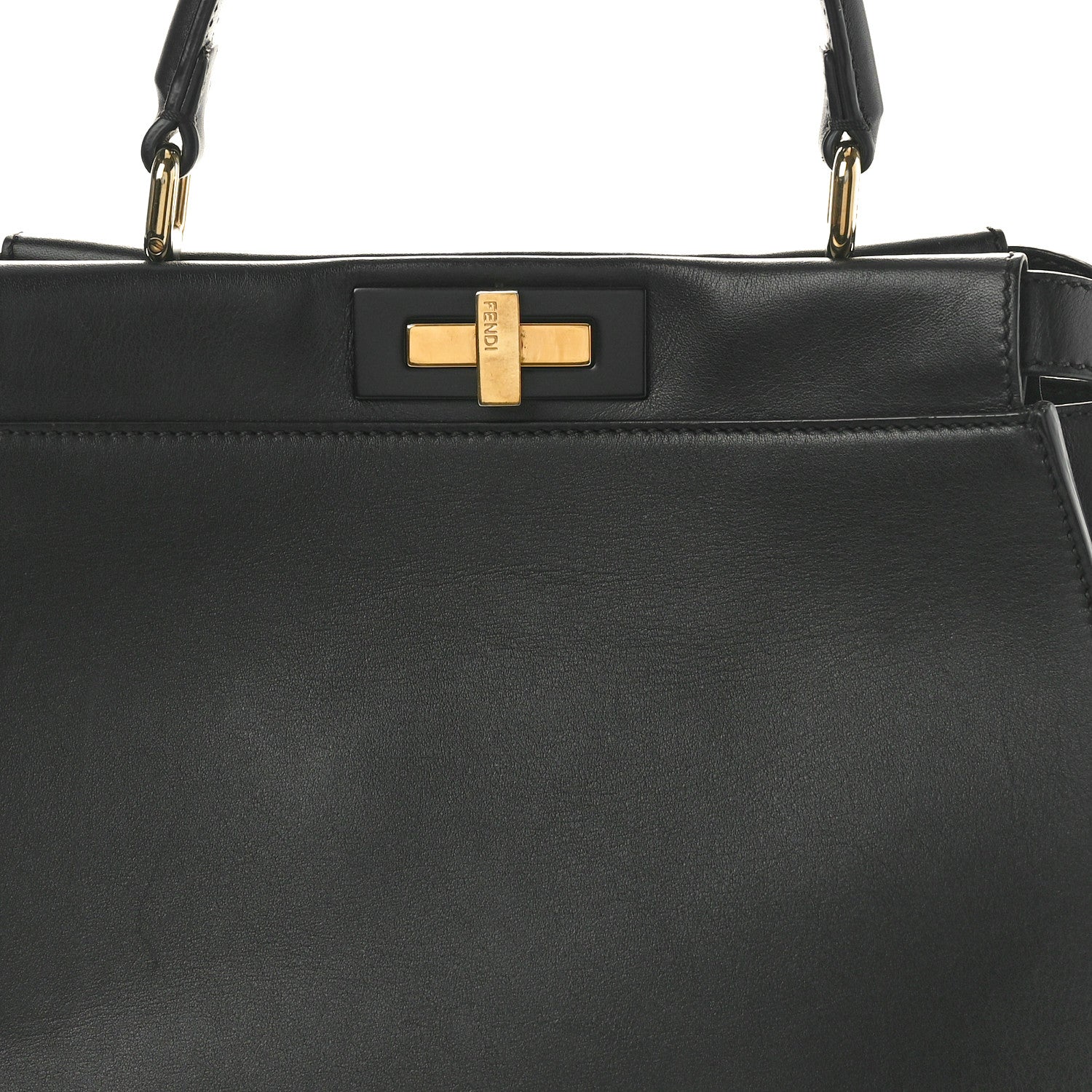 Fendi Vitello Seta Shiny Nappa Medium Peekaboo Iconic Satchel Black 7 of 12