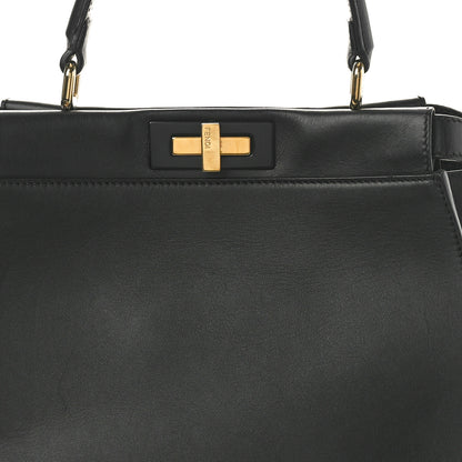 Fendi Vitello Seta Shiny Nappa Medium Peekaboo Iconic Satchel Black 7 of 12