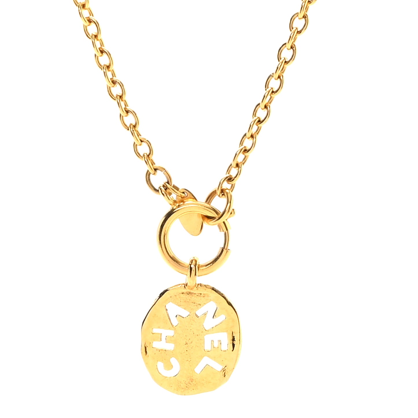 Logo Cut Out Chain Choker Necklace Gold
