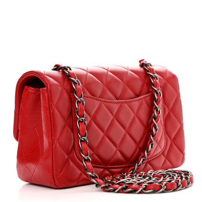 Chanel Lambskin Quilted Mini Rectangular Flap Red 3 of 15